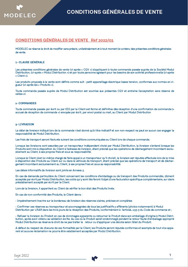 CONDITIONS GENERALES DE VENTE