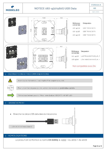 NOTICE 087 450-460 USB DATA