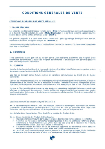 CGV : Conditions générales de vente