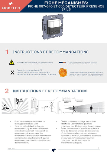 NOTICE 087 640-650 DETECTEUR PRESENCE 3FILS