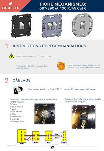 NOTICE 087-390 ET 400 RJ45 CAT 6