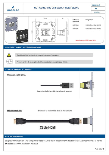 NOTICE 087 500X USB DATA HDMI WHITE