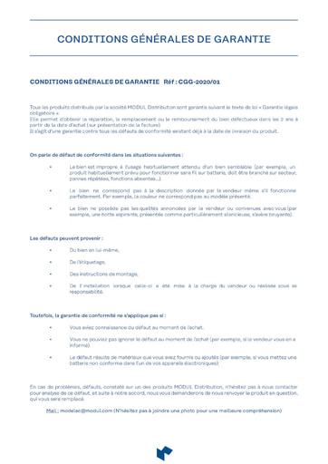 CGG : Conditions générales de garantie