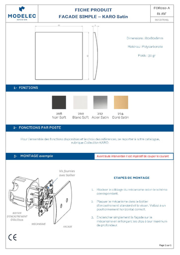 FICHE PRODUIT KARO SIMPLE