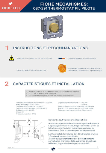 NOTICE 087-291 THERMOSTAT