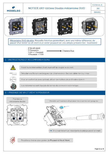 NOTICE 087 020 DUO 2 LEVERS