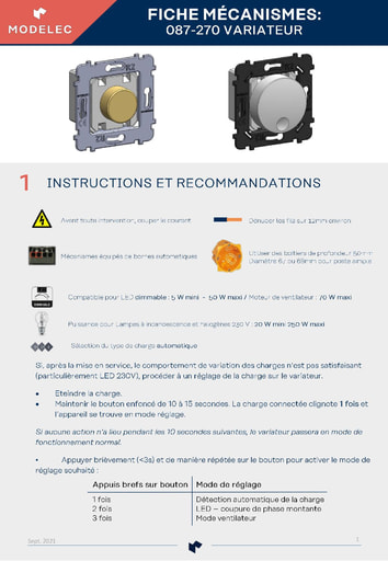 NOTICE 087-270 VARIATEUR