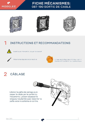 NOTICE 087-190 SORTIE DE CABLE