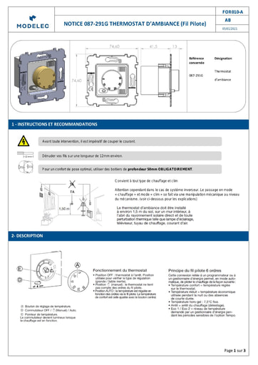 NOTICE 087 290 THERMOSTAT