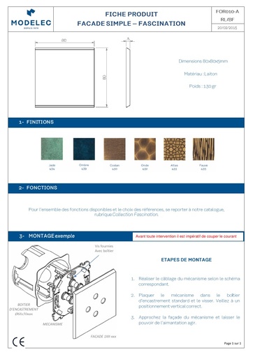 FICHE PRODUIT FASCINATION SIMPLE